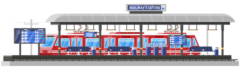 Modern Railway Station with High Speed Train