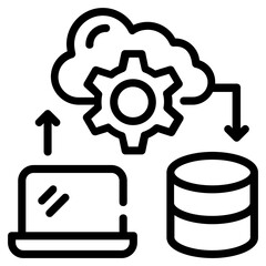 An outline icon design of computing 