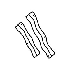 Bacon strips isolated on white background. Vector hand-drawn illustration in doodle style. Perfect for various designs, cards, decorations, logo, menu, recipes.