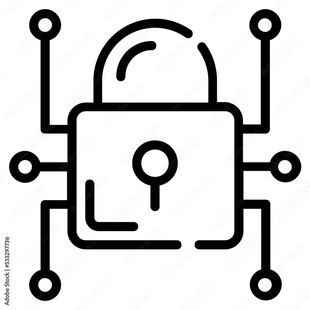 Wall mural network security icon in outline style