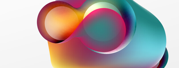 Fluid abstract background, round shapes and circle flowing design for wallpaper, banner, background or landing