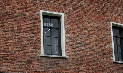 glass windows on brick wall