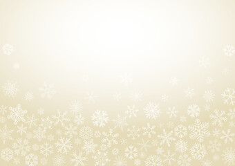 Abstract christmas background. Snowflakes seamless have blank space on gold background. Winter holidays theme, Christmas and New Year template.