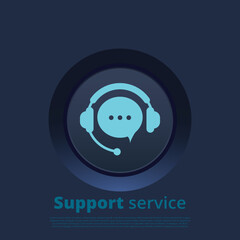Customer support service UI button with flat icon