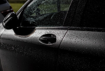Water droplet on the car.