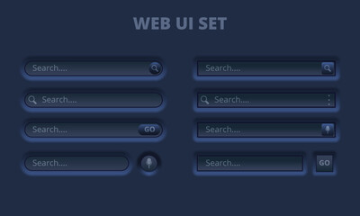 Fototapeta na wymiar Set of search bar for UI design.search address and the navigation bar on the blue background