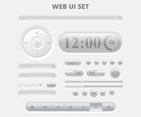 Web UI control elements. Buttons, switches, bars, power button, slider vector