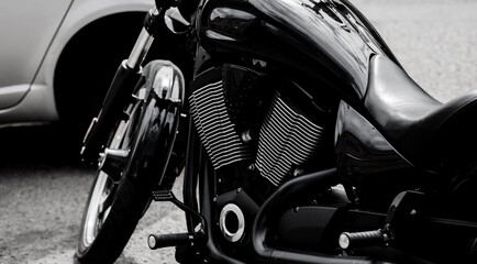Fototapeta na wymiar Details of a chopper motorcycle.