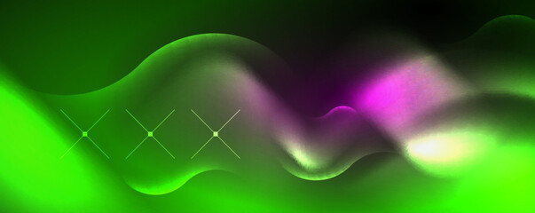 Neon glowing waves, magic energy space light concept, abstract background wallpaper design