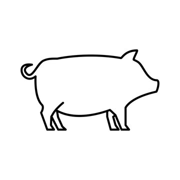 Simple And Clean Pig Side View Outline Vector Illustration