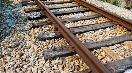 Detail of  railway line for train