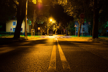 Autumn night city. Night scene. Background.