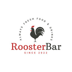 Rooster logo for bar and food and drinks shops