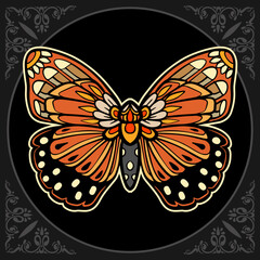 Obraz na płótnie Canvas Colorful butterfly mandala arts isolated on black background