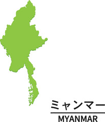 ミャンマーの世界地図イラスト