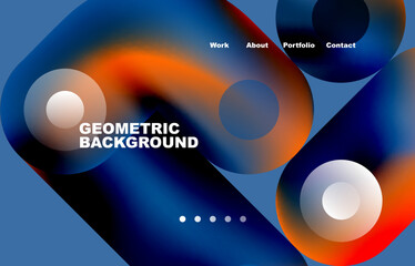 Website landing page abstract geometric background. Circles and round shapes. Web page for website or mobile app wallpaper
