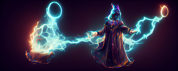 a wizard is casting a spell 2