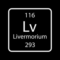 Livermorium symbol. Chemical element of the periodic table. Vector illustration.