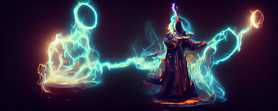 a wizard is casting a spell