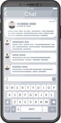 Smartphone with Messaging App Page with Keyboard