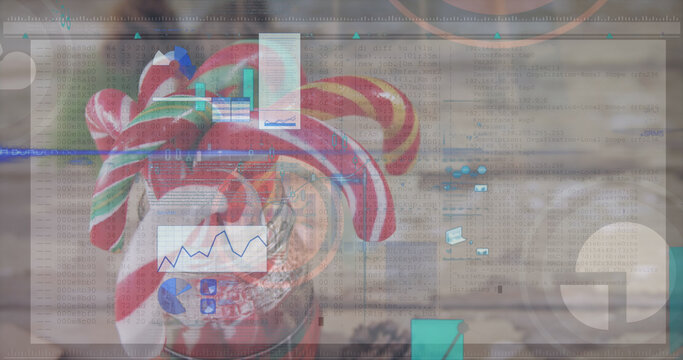 Image of data processing over candy canes