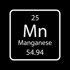 Manganese symbol. Chemical element of the periodic table. Vector illustration.
