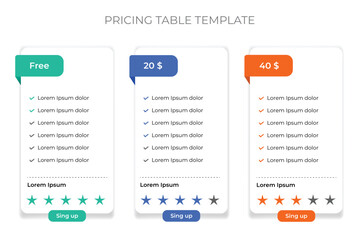Modern  price table template