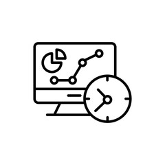 Stock market analysis time, linear style sign for mobile concept and web design. Symbol, logo illustration. Pixel perfect vector graphics