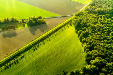Aerial view of fields close to Vienna, Vienna, Austria