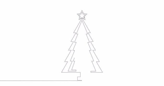 Self drawing line animation Christmas tree continuous one single line drawn concept video