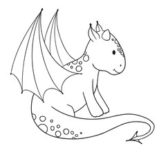 Dinosaur coloring book page for children. Cute cartoon dinosaur. Vector illustration, with a fun, cute character- a small dinosaur. For children's creativity , coloring by small children