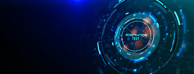 PENETRATION TEST inscription, cyber security concept. 3d illustration