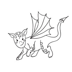 Dinosaur coloring book page for children. Cute cartoon dinosaur. Vector illustration, with a fun, cute character- a small dinosaur. For children's creativity , coloring by small children