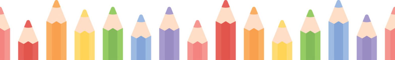 Cute pastel colored pencils border. Flat design illustration. Back to school concept.  © K Ching Ching