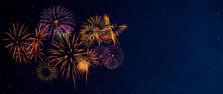 Fireworks with blur night sky background