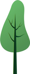 Green tree design element isolated on transparent background.