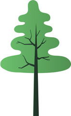 Green tree design element isolated on transparent background.