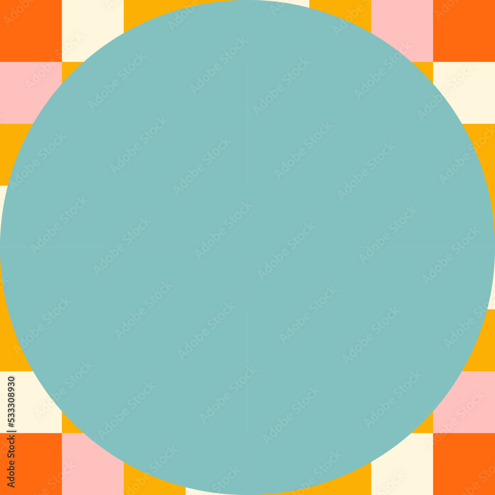 Poster Modern vector abstract  geometric background with circles, rectangles and squares  in retro scandinavian style. Pastel colored simple shapes graphic pattern. Abstract mosaic artwork.