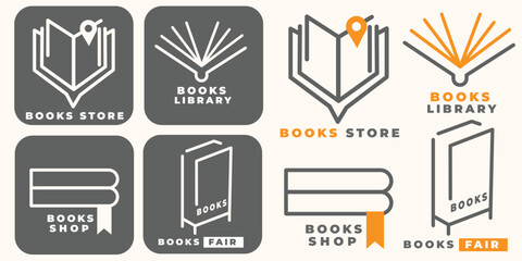icon flat design book logo collection
