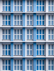 Fototapeta premium Modern facade of a building, minimalist architecture, colored architectural texture, 3D rendering