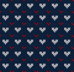 Ugly sweater Christmas party seamless pattern. Knitted background pattern scandinavian ornaments.