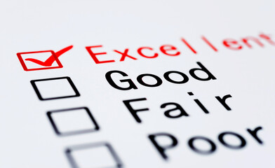 Checking the word Excellent in a survey