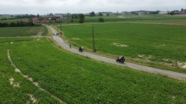 Drone video footage of the duathlon in Kortrijk Belgium edition 2022, bike part following the leader