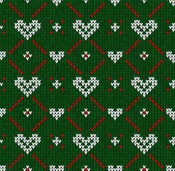 Ugly sweater Christmas party seamless pattern. Knitted background pattern scandinavian ornaments.