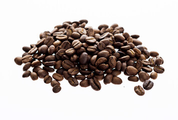 Group of coffee beans isolated on white background