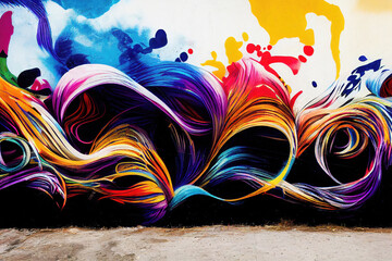 Colorful abstract graffiti paint on wall as background