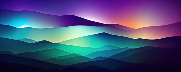 Abstract mountains with sunset as glowing lights wallpaper