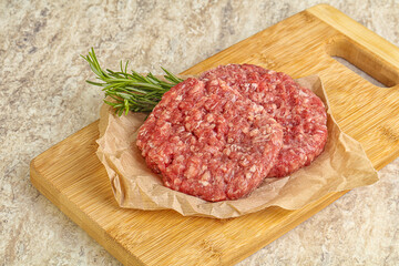 Raw beef burger cutlet for grill