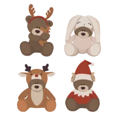Fototapete Affe Set of cute christmas teddy bears in costumes