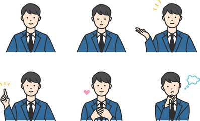 Fototapeta premium 顧客の案内をする清潔感あるスーツ姿のビジネスパーソンのイラストセット